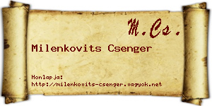 Milenkovits Csenger névjegykártya